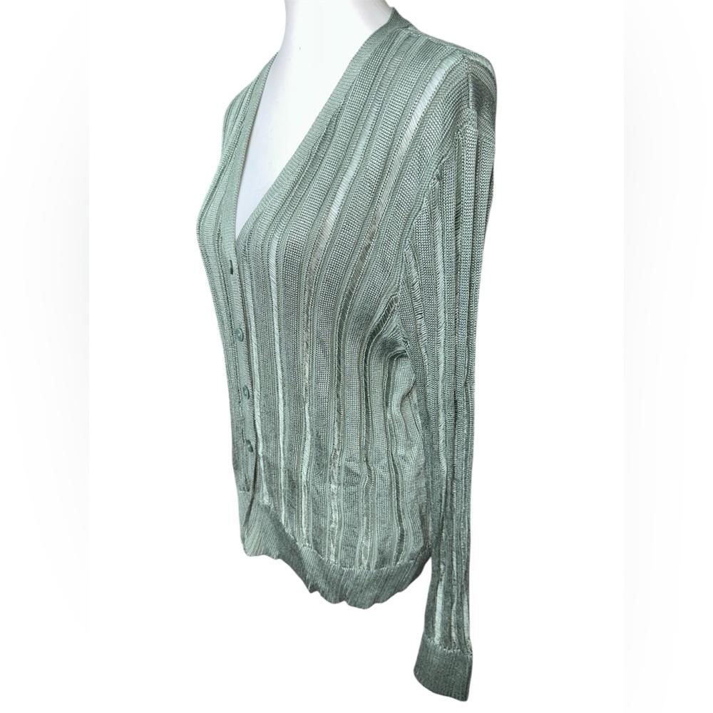 Ralph Lauren Black Label Women’s Cardigan Pointelle Knit Slim V-neck Swe… - Picture 6 of 16